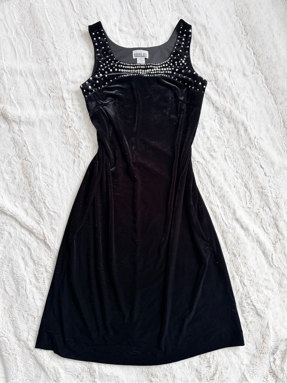 🖤 Vintage 90s Robbie Bee Black Velvet Sequin Midi Dress 8 Y2K Glam Whimsy Goth